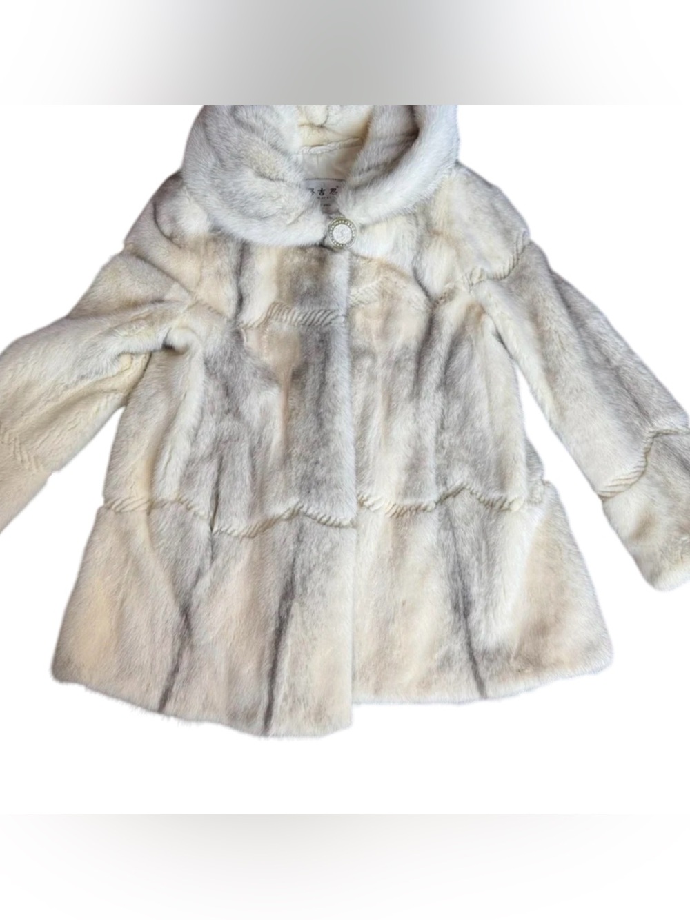 White ivory cream mink fur coat jacket - Picture 14 of 16